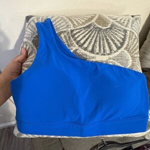 Blue One-Shoulder Sports Bra
